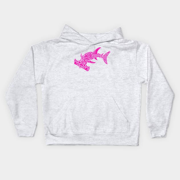 Tribal Hammerhead Shark Kids Hoodie by artsytoocreations